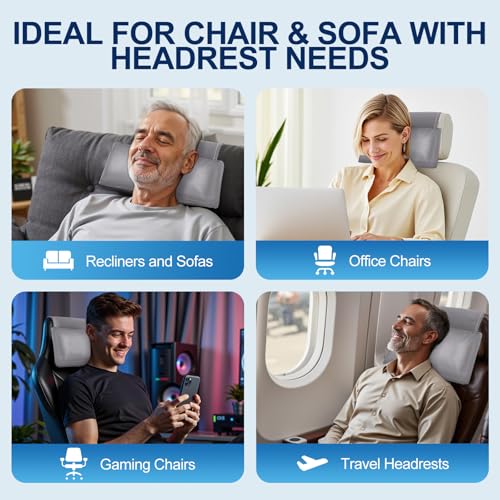 Recliner Pillow, Adjustable Neck & Head Support Pillow - color: Light Gray