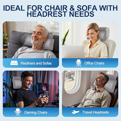 Recliner Pillow, Adjustable Neck & Head Support Pillow - color: Light Gray