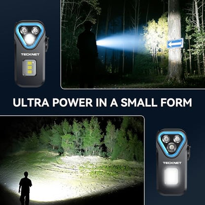 TECKNET EDC Flashlight Clip-on Light, Rechargeable Mini Pocket Flashlight | 650 Lumens, 7 Lighting Modes, Magnetic Flash Lights, IPX6 Waterproof, Small Keychain Light for Outdoor or Home Emergencies