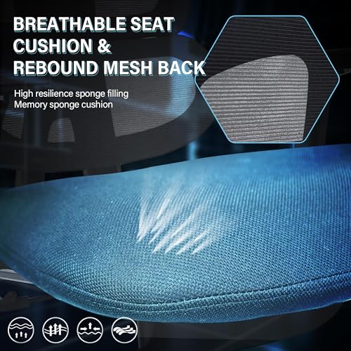 Ergonomic Office Chair with Retractable Footrest, Black | High Back Design, Dynamic Lumbar Support, 2D Headrest & 4D Armrests, Breathable Mesh Back for Home Office - color: Black