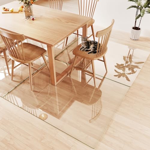 Tempered Glass Chair Mat for Carpet 60"x48", Floor Protector | Ultra Clear Office Chair Mat for Hardwood Floors & Carpets, Heavy Duty 0.2" Scratch-Resistant Surface with Non-Slip Pads - size: 60"x48"