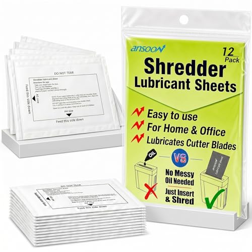 12Pcs Paper Shredder Lubricant Oil Sheets for Heavy Duty Microcut Shredders | Shredder Sharpening & Cleaning Sheets, Reduce Jams and Static – Used for Paper Shredders for Home and Office - size: 12PCS