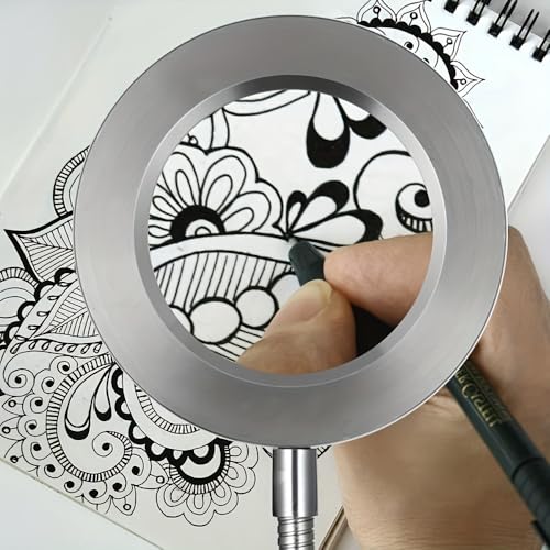 Diamond Painting Tool with Magnifying Glass + Lighting, Clip-On 5V USB LED Magnifier - 3 Color Modes, 10 Brightness Levels, Hands-Free 10x Magnifying Lamp with Flexible 14.9" Gooseneck
