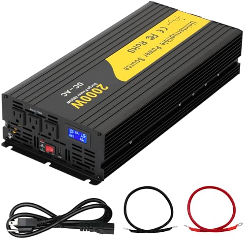 Miumoon 2000W Primary Sump Pump Backup System, Basment Protection Backup Inverter, Black, LCD Display, Auto Switches for Continuous Sump Pump Operation, Basement Emergency and Power Outage Backup - style: 2000W