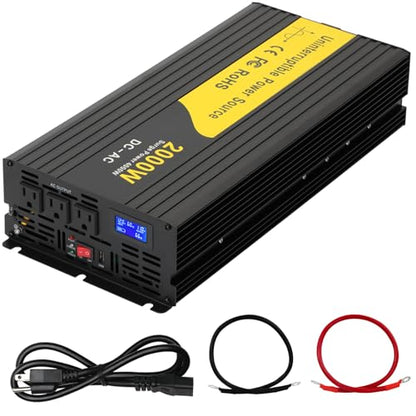 Miumoon 2000W Primary Sump Pump Backup System, Basment Protection Backup Inverter, Black, LCD Display, Auto Switches for Continuous Sump Pump Operation, Basement Emergency and Power Outage Backup - style: 2000W