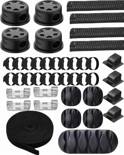 Cable Organizer Kit for Desk – Cable Clips, Cable Sleeves, Cable Ties, Cord Organizer, Wire Management Set – ZENVOX