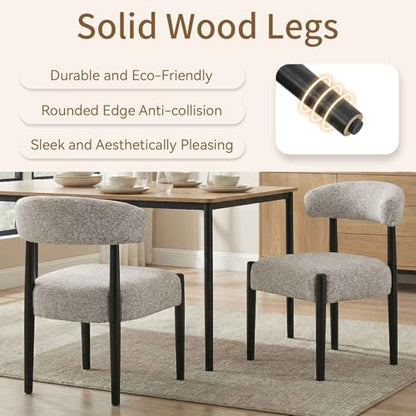 VKNOW Wooden Dining Chairs Set of 2 with Black Wood Legs, Curved Backrest - color: Brown(black Legs), size: Set of 2