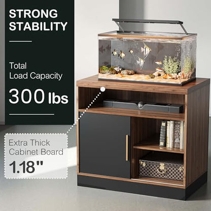 ModernMate Wood Accent Storage Cabinet with Shelves and Sliding Door - color: Black Walnut