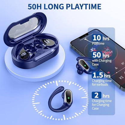 Wireless Earbuds, 2026 New Bluetooth 5.4 Headphones Sport, 60H+ HiFi Stereo - color: comb navy blue