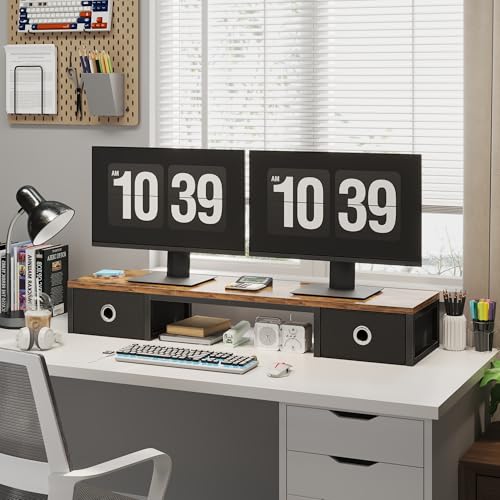 YAOHUOO 45" Large TV Riser with Fabric Drawers for 32-60 inch TV