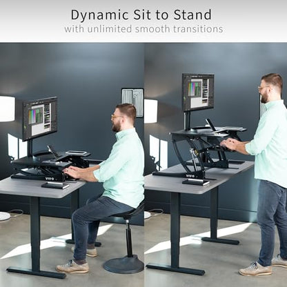 VIVO Black 32 inch Standing Desk Converter, DESK-V000VS - color: Black, size: 32"