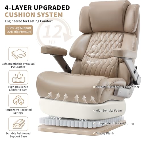 700lbs Big and Tall Office Chair, Large Heavy Duty Computer Desk Chair - color: Khaki
