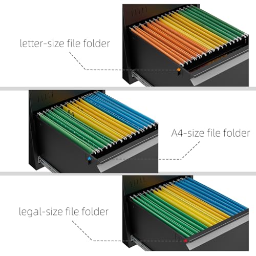 Guizeeopo 2 Drawer File Cabinet with Lock, Vertical File Cabinets for Home Office, Printer Stand, Heavy Duty Steel Office Storage Cabinet for Letter/Legal/A4, Assembly Required(Black) - color: 13-g Black