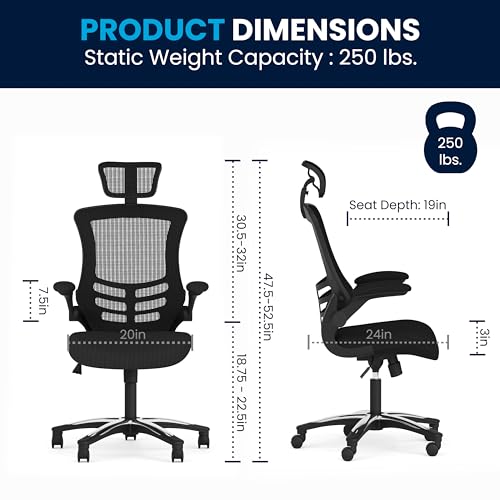 Flash Furniture Mesh Swivel Adjustable Office Chair, Black