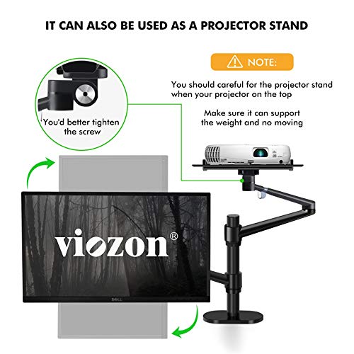 Viozon Monitor and Laptop Mount, 2-in-1 Adjustable Dual Arm Desk Mounts Single Desk Arm Stand/Holder for 17 to 32 Inch LCD Computer Screens, Extra Tray Fits 12 to 17 inch Laptops (Black) - color: Black