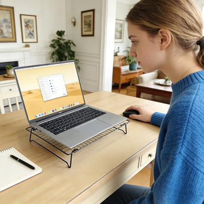 Laptop Cooling Pad Stand with Cooling Mesh, Height Adjustable Metal Laptop Stand for Desk，Ergonomic Notebook Riser Fits Most 10-16 Inch Laptops