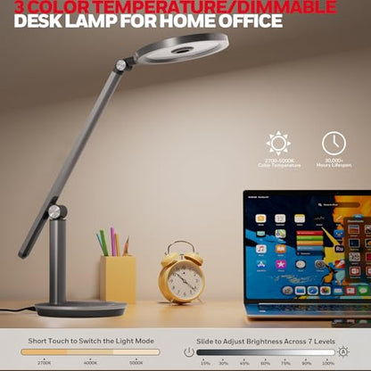 Honeywell H6 Desk Lamp for Home Office, Dimmable Reading Table Light, Gray - color: Gray