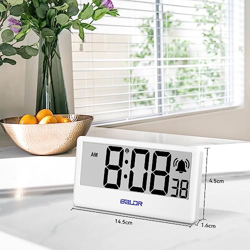 BALDR Digital Clock with Internet Time - WiFi Alarm Clock Battery Operated with Large Digital Display Internet Time, 12/24 Switchable, with Backlight, Auto Sync to Wi-Fi Weather Station, White