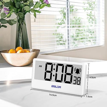 BALDR Digital Clock with Internet Time - WiFi Alarm Clock Battery Operated with Large Digital Display Internet Time, 12/24 Switchable, with Backlight, Auto Sync to Wi-Fi Weather Station, White