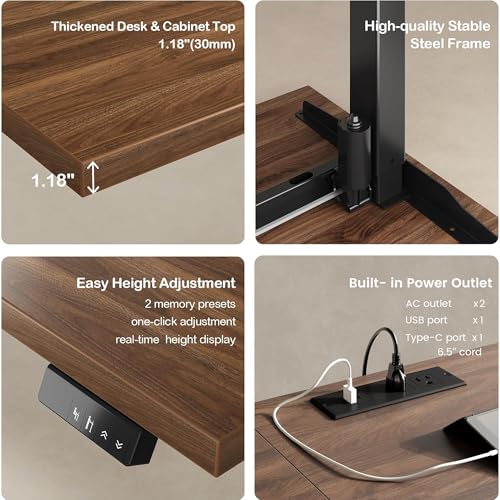 ModernMate 67" L Shaped Reversible Standing Desk with Storage Drawers - color: Black Walnut