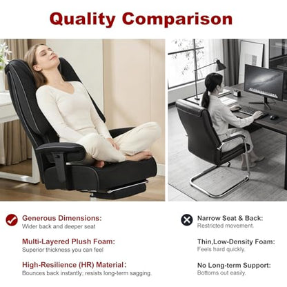 EXCEBET Big and Tall Office Chair 400lbs Wide Seat, Leather High Back Executive Office Chair with Lumbar Support, Ergonomic Chairs Padded Armrests & Thick Cushion (Mesh Dark Black) - color: Mesh Dark Black
