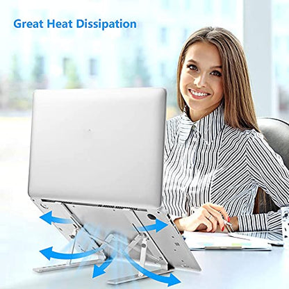 Leeboom Laptop Stand for Desk, Adjustable Foldable Aluminum Riser, Silver - color: Silver