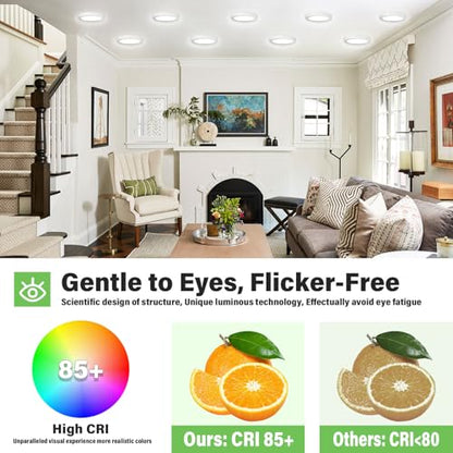 ETL Certified 7 inch Ceiling Light Dimmable Ultra-Slim Round LED Ceiling Lights Flush Mount 2700K/3000K/3500K/4000K/5000K 7'' Flat Ceiling Lamp Fixtures 5CCT 8 Pack - size: 7.2 inch-8 Pack