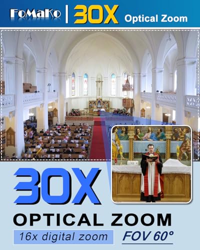 FoMaKo 4K 30X PTZ Camera HDMI with NDI and AI Auto-Tracking SDI PTZ Camera,for Church Worship Education Conference Events,NDI 6 & NDI HX3 Certified(K30NSx2+KC608 Pro) BK30NS2 - color: Matte Black