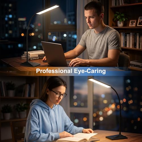 LED Desk Lamp, Eye-Caring Desk Light - color: Jet Black