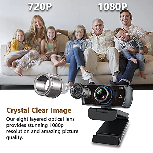 NexiGo N980P 1080P 60FPS Webcam with Microphone and Software Control, USB Computer Camera, Built-in Dual Noise Reduction Mics, 120° Wide-Angle for Zoom/Skype/FaceTime/Teams, PC Mac Laptop Desktop - color: black