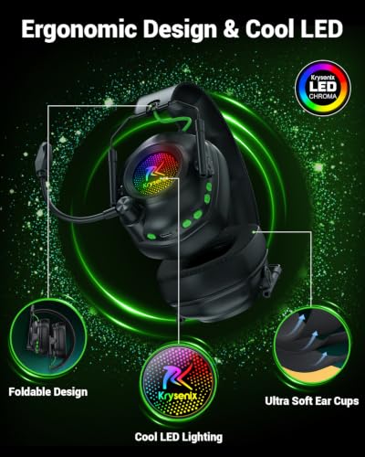 Wireless Gaming Headset with Mic for PS5, PS4 & PC, 7.1 Surround Sound - color: Pure Black