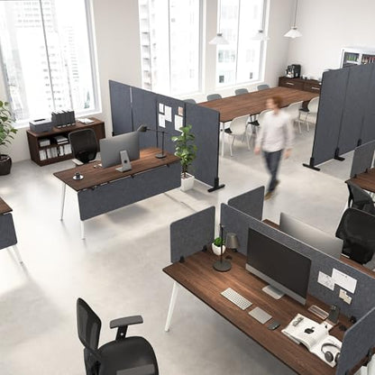 Bush Business Furniture 24W x 55H Freestanding Privacy Screen in Cool Charcoal, Standing Office Partition with Acoustic Sound Dampening Panel - color: Cool Charcoal