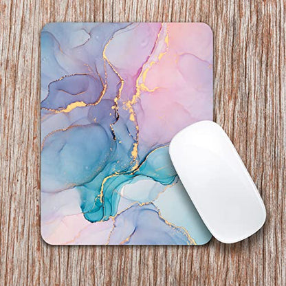 Audimi Small Mouse Pad 6 x 8 Inch, Mini Mouse Pad Thick for Laptop Wireless Mouse Home Office Travel, Portable & Washable (Colorful Marble) - color: purple pink gold ink