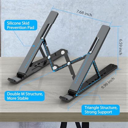 Adjustable Laptop Stand, Portable Laptop Riser for Desk