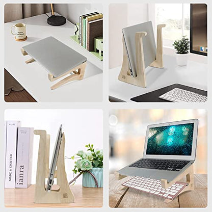 UI U & I Laptop Stand, Wooden Laptop Stand, Detachable Wooden Notebook Holder Mount Stand for Desk, 11-14inch Compatible with Apple MacBook Air Mac Pro, HP, DELL, Acer, Toshiba, Surface, Lenovo etc - size: small