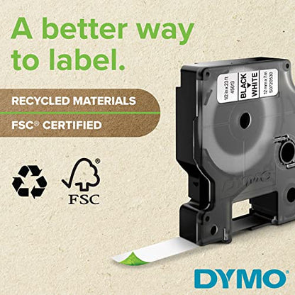 DYMO D1 Durable Labeling Tape for LabelManager Label Makers Black Print on White Tape 1/2" W x 18' L 1 Cartridge - color: Black on White