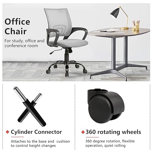 PayLessHere Office Computer Chair Ergonomic Cheap Desk Chair Adjustable Comfortable Mid Back Task Rolling Swivel with Lumbar Support for Home Office, Grey - color: Grey, style: pack of 2