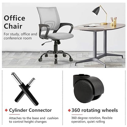 PayLessHere Office Computer Chair Ergonomic Cheap Desk Chair Adjustable Comfortable Mid Back Task Rolling Swivel with Lumbar Support for Home Office, Grey - color: Grey, style: pack of 2