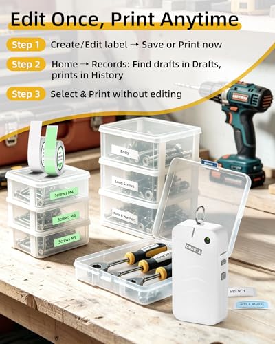ORGSTA S001 Label Maker Machine with Tape, Portable Bluetooth Label Maker - color: White