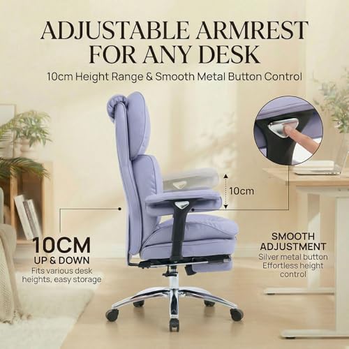 Efomao Big & Tall Desk Chair, Wide Executive Office Chair with Footrest Purple - color: 3070mus-purple