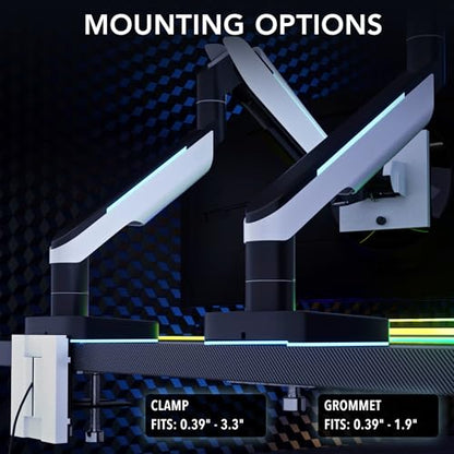 Mount-It! Heavy-Duty Ultrawide Monitor Arm up to 49”, 44 lb Capacity, Desk Mount for Curved & Widescreen Monitors, Compatible with Samsung Odyssey G9, Gas Spring, RGB Lighting, VESA 75x75 & 100x100
