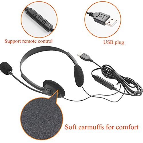 USB Computer Headset, PC Headphone with Clear Chat Microphone, Lightweight On-Ear Wired Headset for Business, Skype, Webinars, Online Education, Call Center (Color:900, Black)