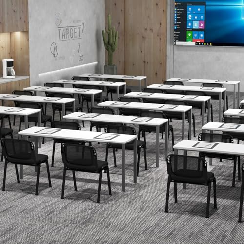 COSTWAY Stackable Guest Reception Chairs Set of 15 with Mesh Backrest | Meeting Room Chairs with Upholstered Wide Seat, Metal Frame, Anti-slip Foot Pads, Conference Chairs No Wheels for Office - size: 15 Pack