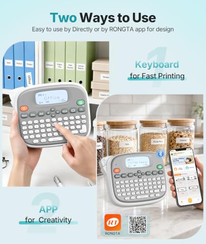 Rongta TM95 Label Maker Machine, QWERTY Keyboard, 12mm Portable Labeler