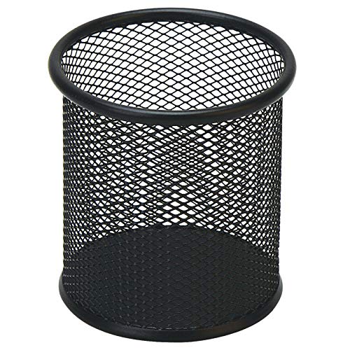 HSYMQ Black Pen Holder Cup for Desk, Pencil Cup Holder, Black Wire Mesh Pen Cup for Desk Office Pen Organizer