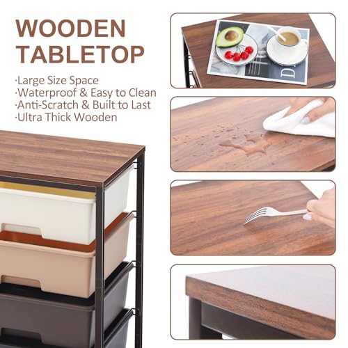 SYKIARIOL Utility Cart with 4 Drawers, Brown - color: Dark Brown, size: 4 Drawers
