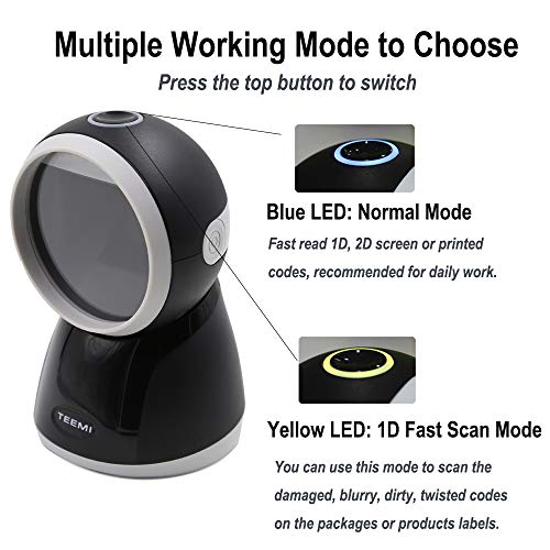 TEEMI USB 2D Barcode Scanner, Handsfree QR Reader, 1MP, TMSL-70