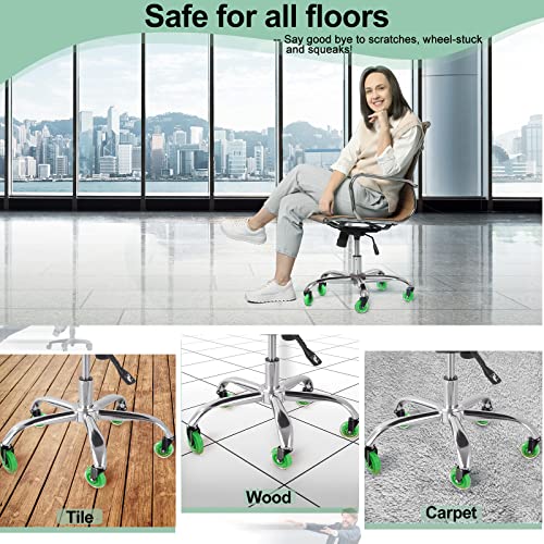 Hivexagon Office Chair Caster Wheels Replacement Set of 5, Heavy Duty Universal Quiet Rolling Casters 3 inch Fit Standard Office Chair for Hardwood Floors, Tiles and Carpet (Green) - style: U-HG629C