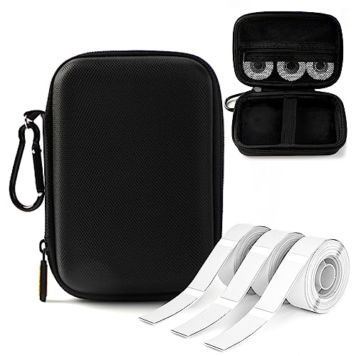 Phomemo D30 Label Maker Machine with case and 4 Rolls Label Tape, Portable Bluetooth Label Printer, Small Smart Phone Handheld Sticker Mini Labeler Multiple Templates Font Icon Easy to Use