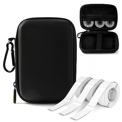 Phomemo D30 Label Maker Machine with case and 4 Rolls Label Tape, Portable Bluetooth Label Printer, Small Smart Phone Handheld Sticker Mini Labeler Multiple Templates Font Icon Easy to Use